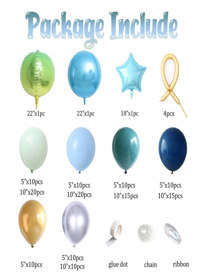 Tesochye Outer Space Birthday Decorations Balloons Arch Kit 150 pcs Navy Blue Green Silver Latex Balloons For Boys Kids Universe Astronaut Theme Birthday Party Baby Shower Supplies - Image 2